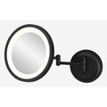 Kd Gabinetes Hardwired Single-Sided LED Round Arm Wall Mirror, Matte Black KD3325178